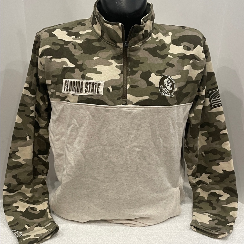 NWT Colosseum Florida State Seminoles Camouflage and Beige Quarter-Zip Pullover